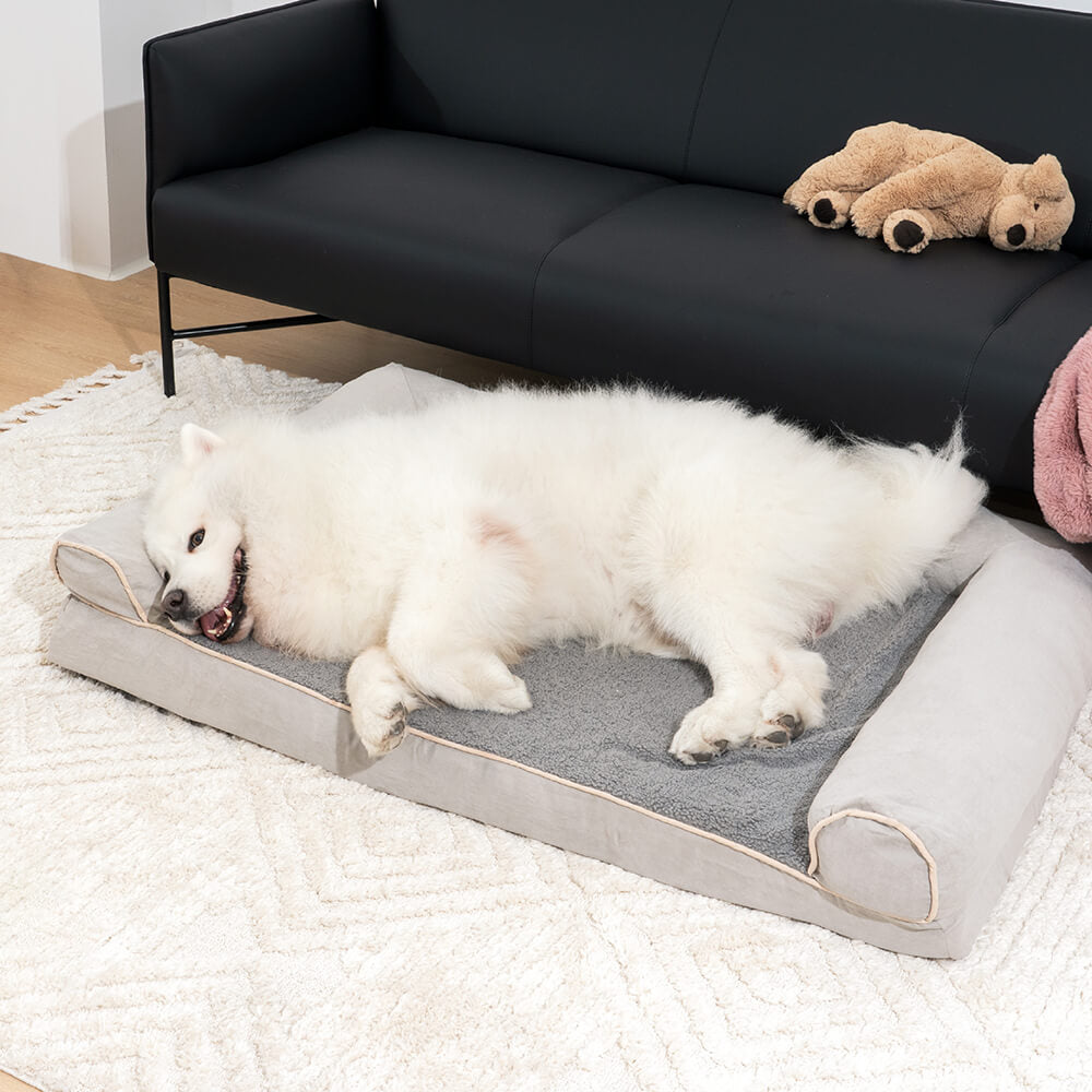 Full support faux fleece and suede orthopedic dog bed