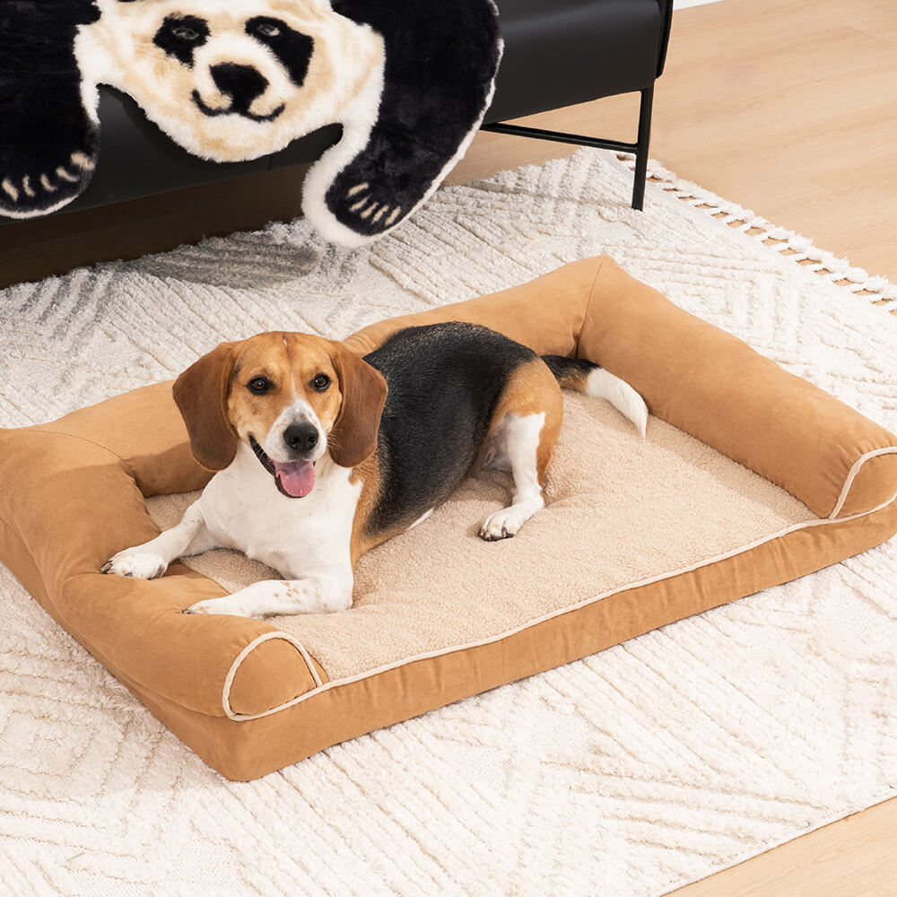 Full support faux fleece and suede orthopedic dog bed