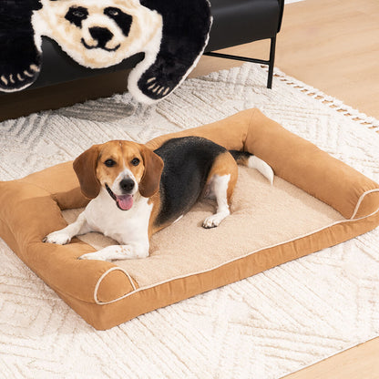 Full support faux fleece and suede orthopedic dog bed