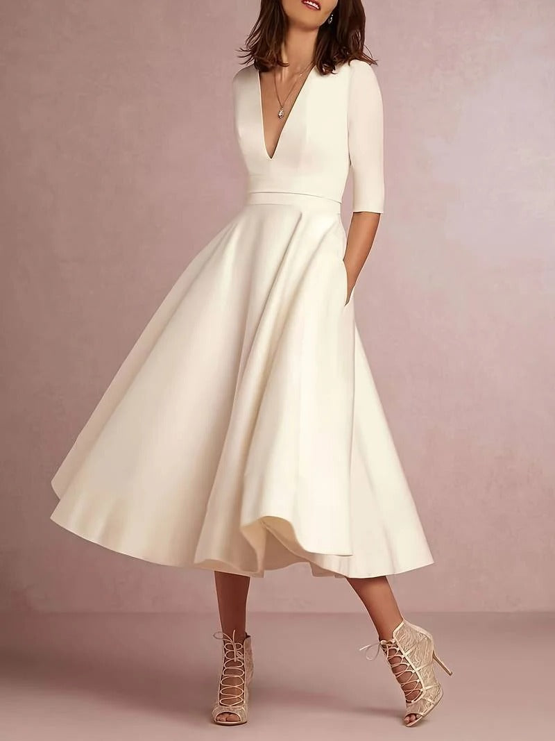 Elegant V-neck dress for women