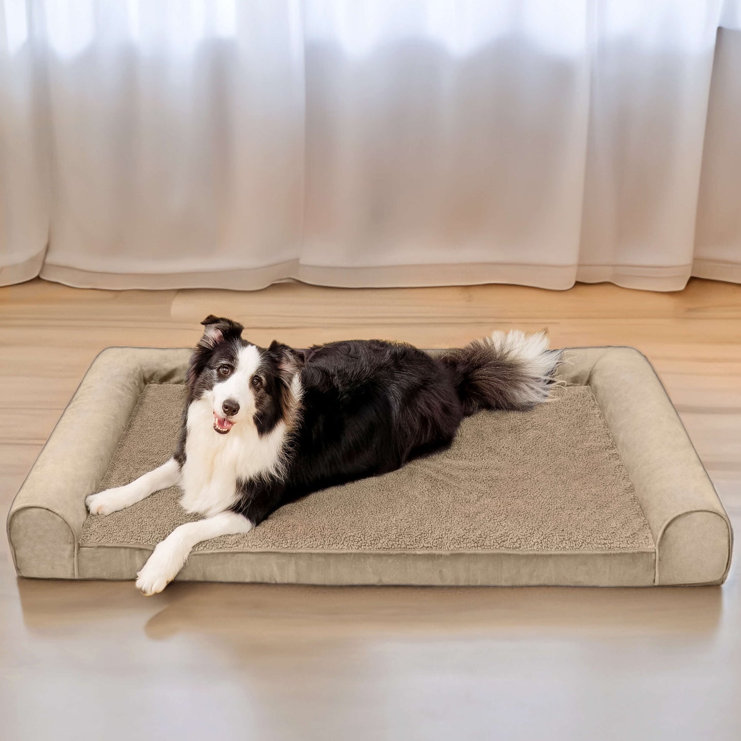 Full support faux fleece and suede orthopedic dog bed