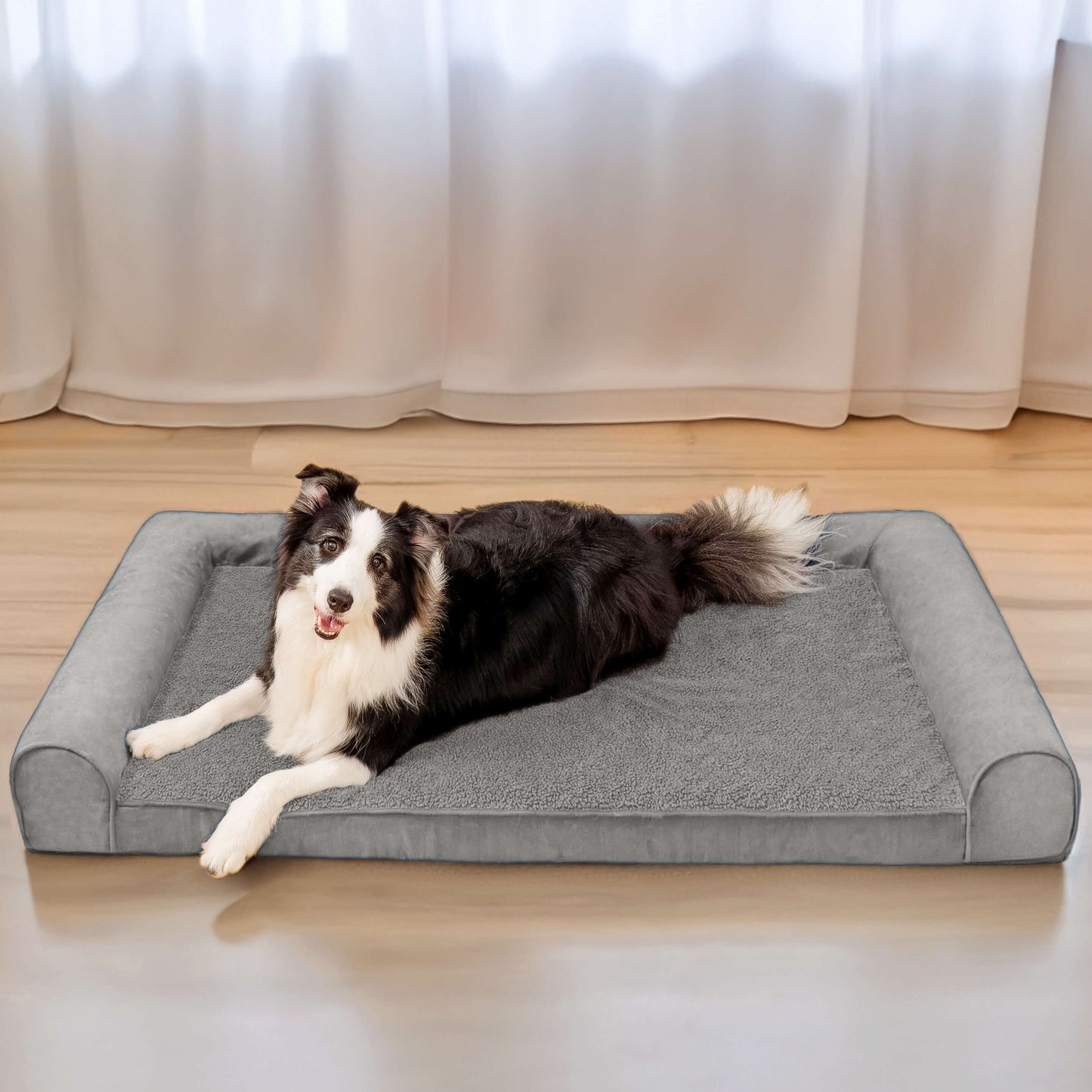 Full support faux fleece and suede orthopedic dog bed