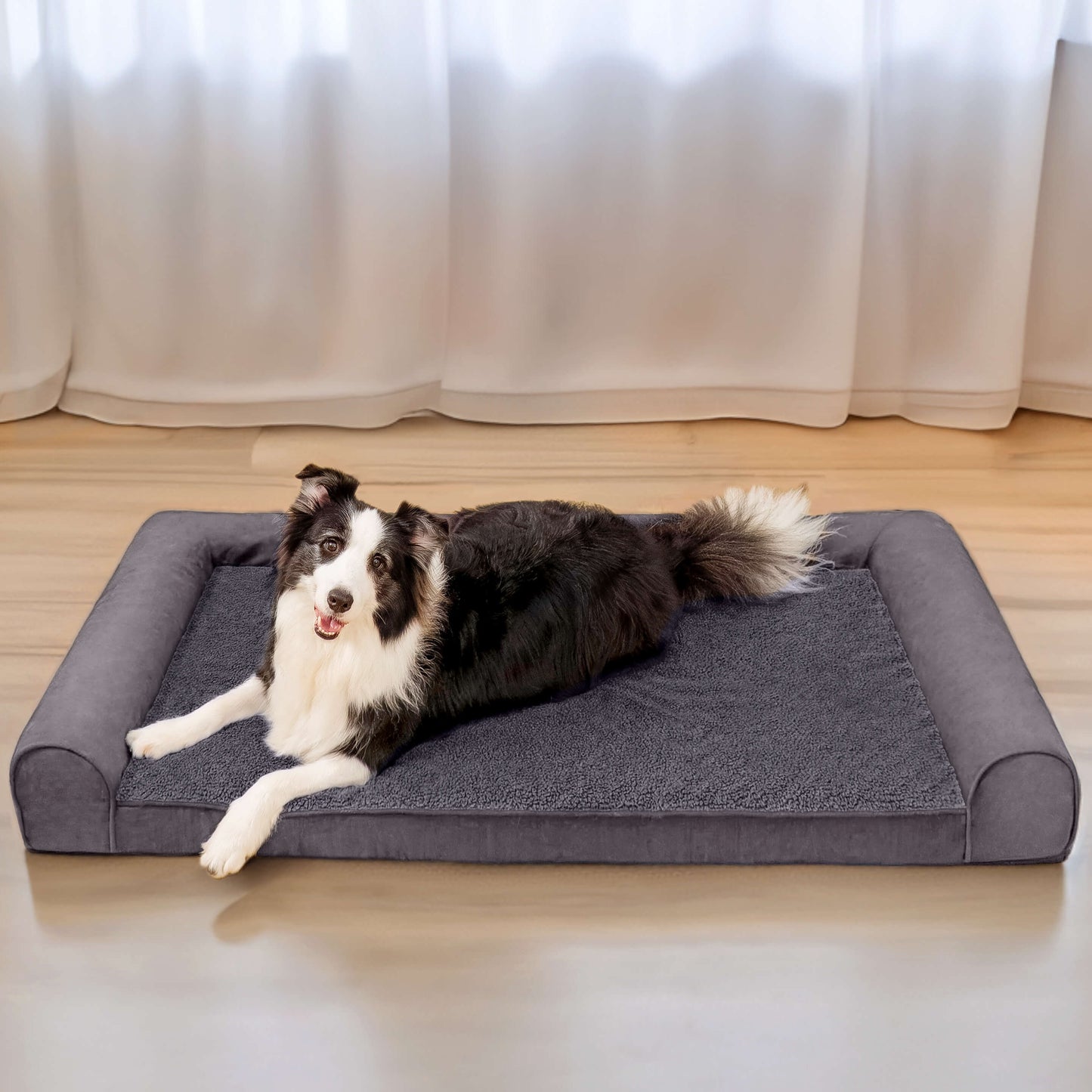 Full support faux fleece and suede orthopedic dog bed