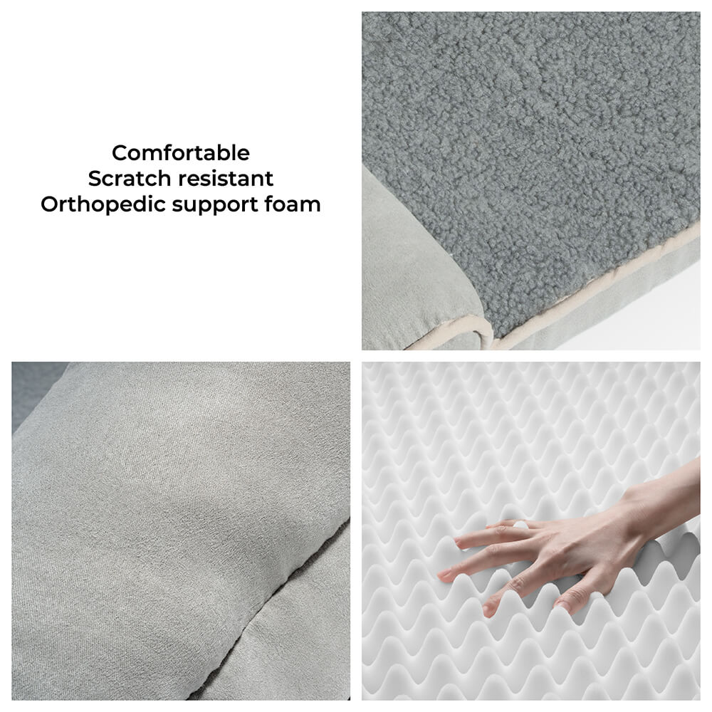 Full support faux fleece and suede orthopedic dog bed