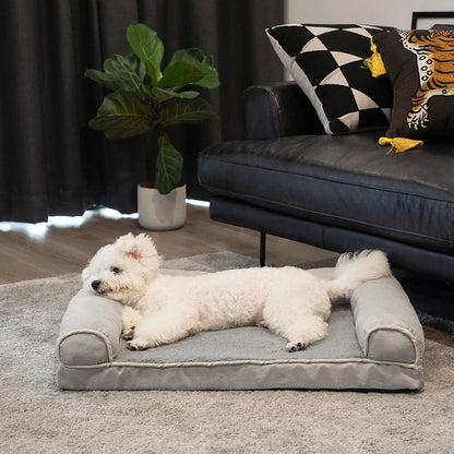 Full support faux fleece and suede orthopedic dog bed