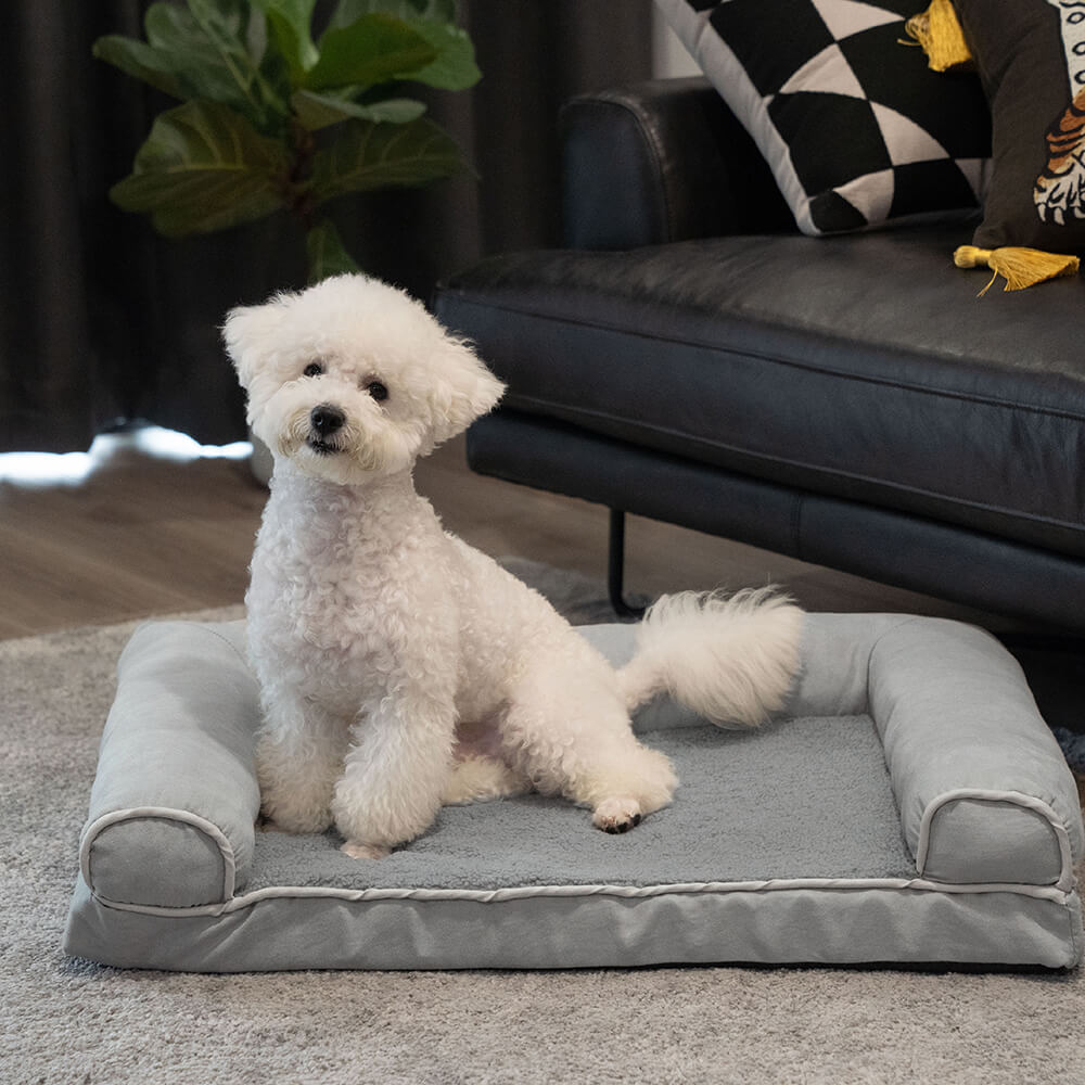Full support faux fleece and suede orthopedic dog bed