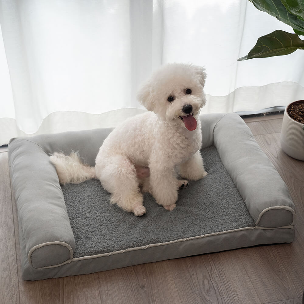 Full support faux fleece and suede orthopedic dog bed
