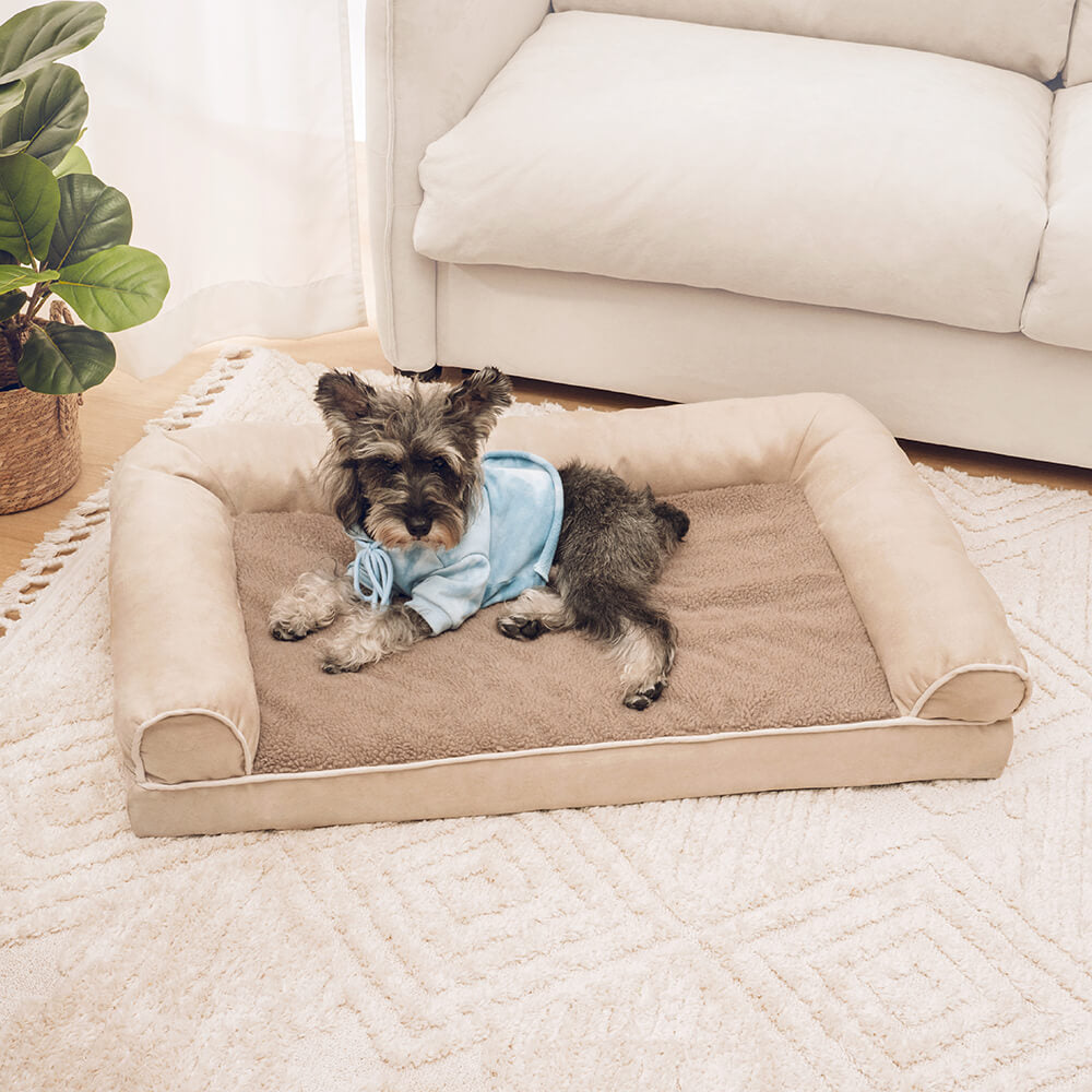 Full support faux fleece and suede orthopedic dog bed