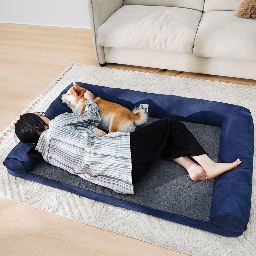 Full support faux fleece and suede orthopedic dog bed
