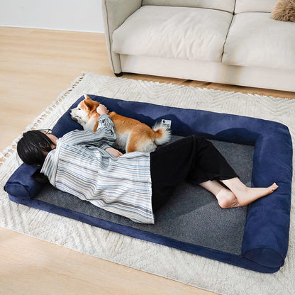 Full support faux fleece and suede orthopedic dog bed