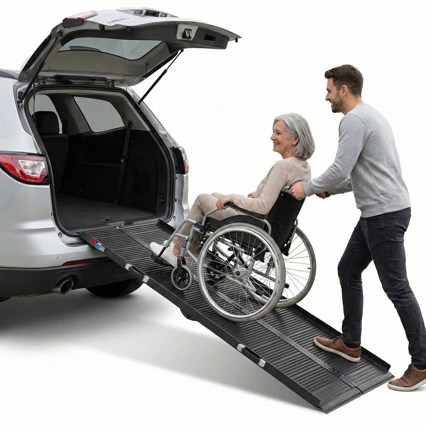 Folding Wheelchair Ramp Aluminum Portable - 600 Lbs Non-Slip Mobility Ramp