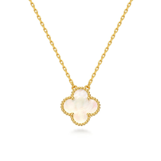 Clover Leaf Necklace, 925 Silver, 18K Gold Plated