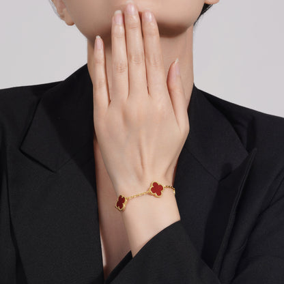 Klaverblad Armband – 925 Zilver, 18k Goud Verguld