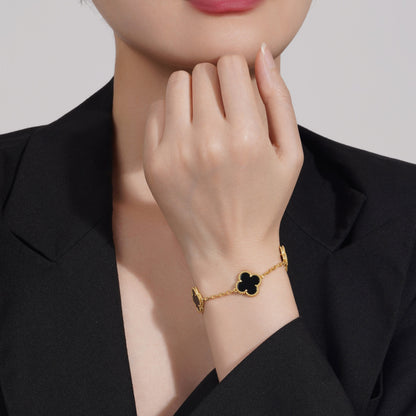 Klaverblad Armband – 925 Zilver, 18k Goud Verguld
