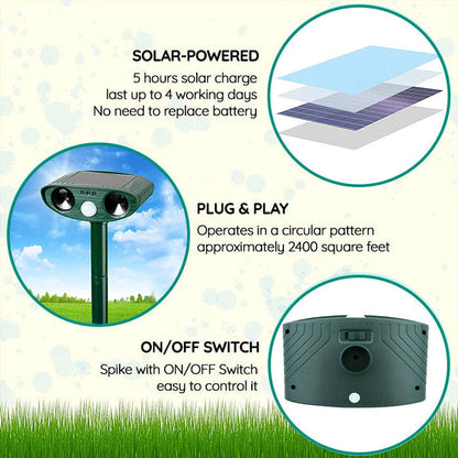 Keep Squirrel Away – Solar-Powered Ultrasonic Squirrel Deterrent with Motion Sensor for Yard & Garden