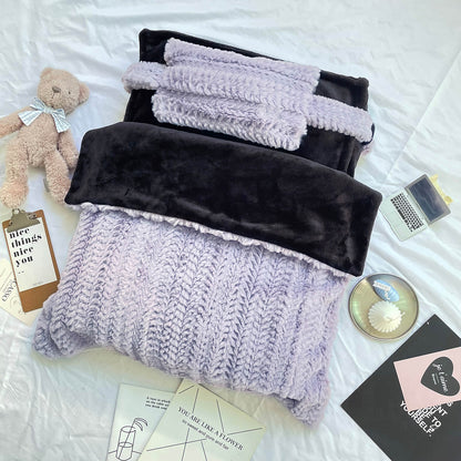 Speels roze pluche huisdierbed met kussen & deken