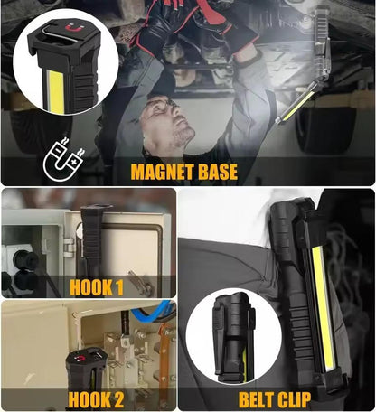 Rechargeable Magnetic Flashlight For Mechanics And Workplace