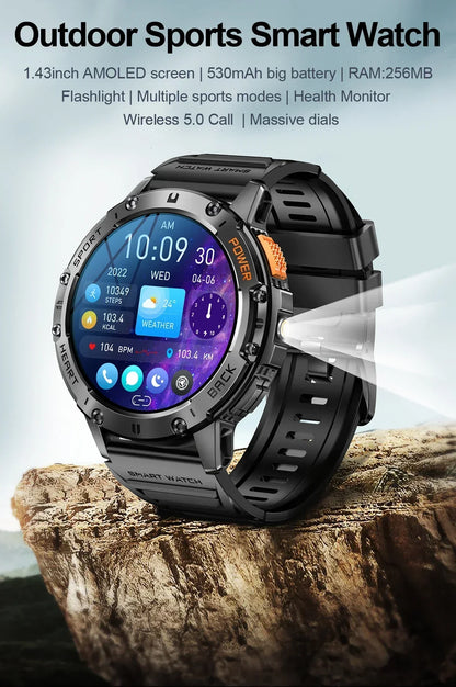 AMOLED Smartwatch – Bluetooth Calling Fitness Tracker with Waterproof Design
