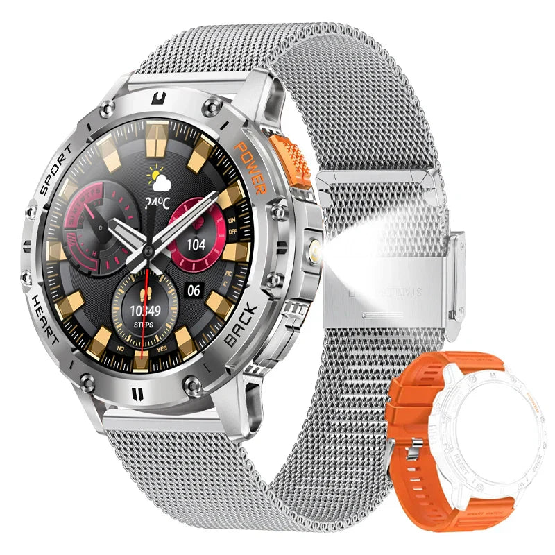 AMOLED Smartwatch – Bluetooth Calling Fitness Tracker with Waterproof Design