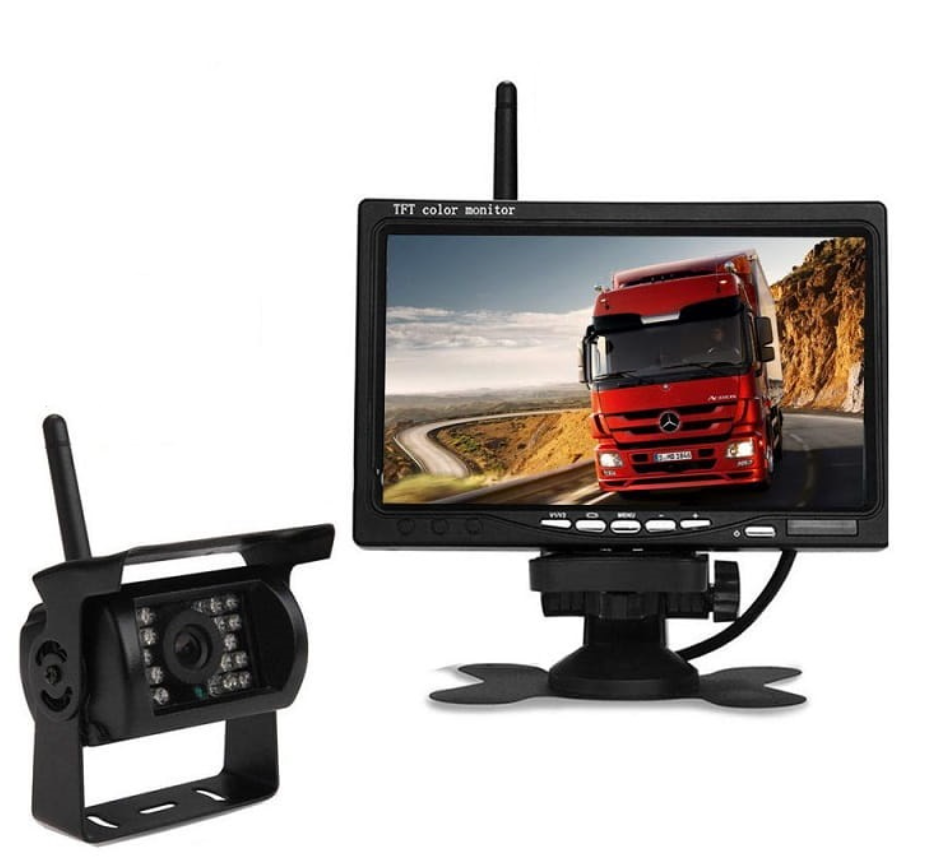 Wireless Backup Cam Kit for Trucks & RVs – 1080p Waterproof Cameras with Split Monitor