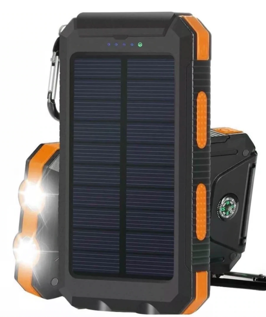 Solar Power Bank – 500000mAh Portable Waterproof Outdoor Charger with Dual USB & LED Light