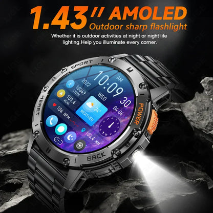 AMOLED Smartwatch – Bluetooth Calling Fitness Tracker with Waterproof Design