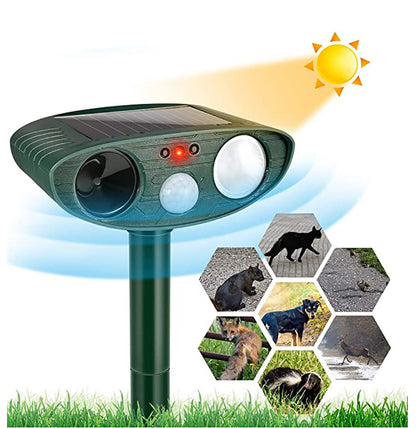 Solar Powered Ultrasonic Rabbit Repeller – Humane Garden Protection with Flashing Light