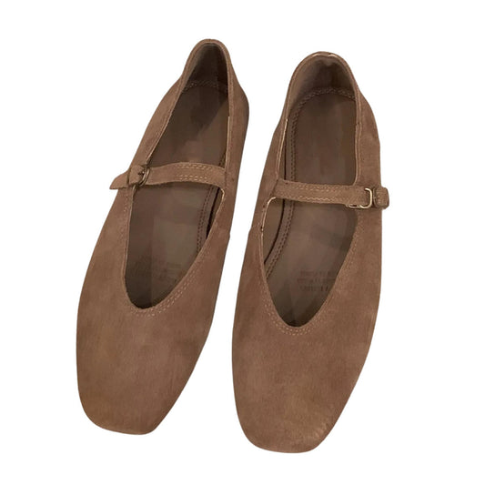 Taupe Suede Mary Jane Flats