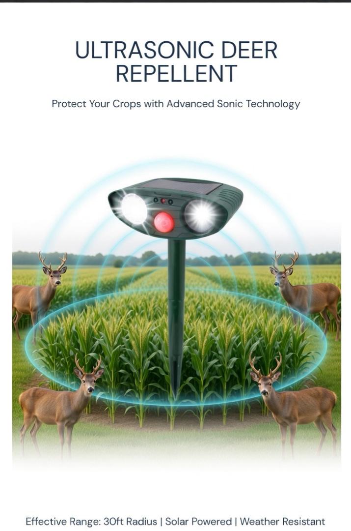 Ultrasonic Solar Deer Repeller – Motion Sensor Animal Deterrent for Garden & Yard