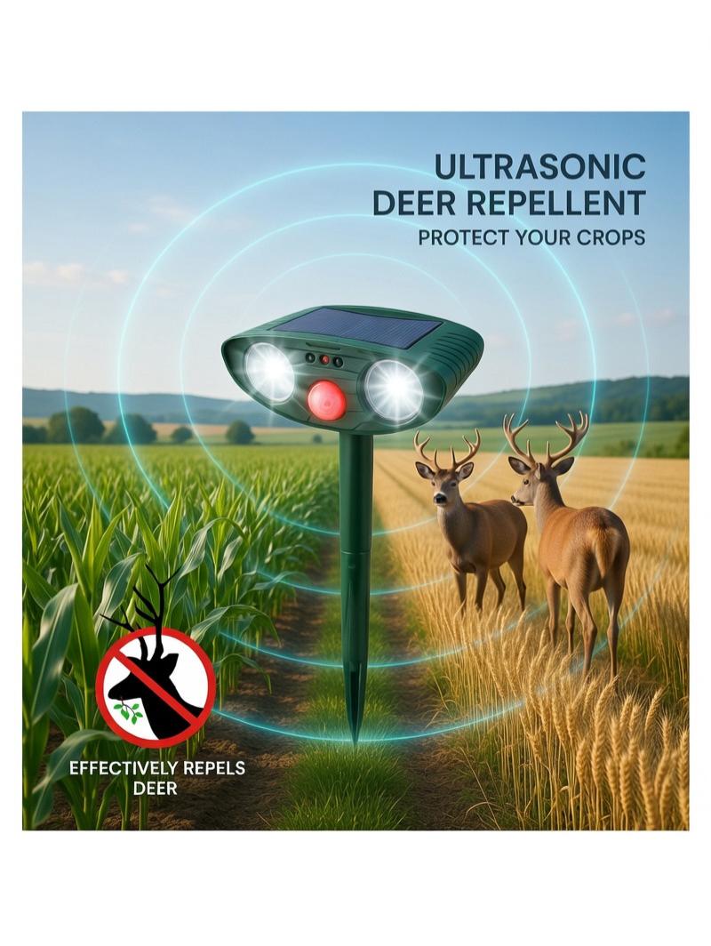 Ultrasonic Solar Deer Repeller – Motion Sensor Animal Deterrent for Garden & Yard