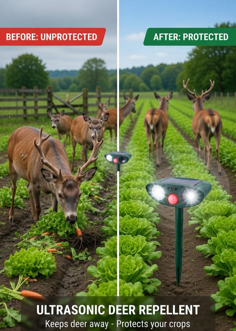 Ultrasonic Solar Deer Repeller – Motion Sensor Animal Deterrent for Garden & Yard