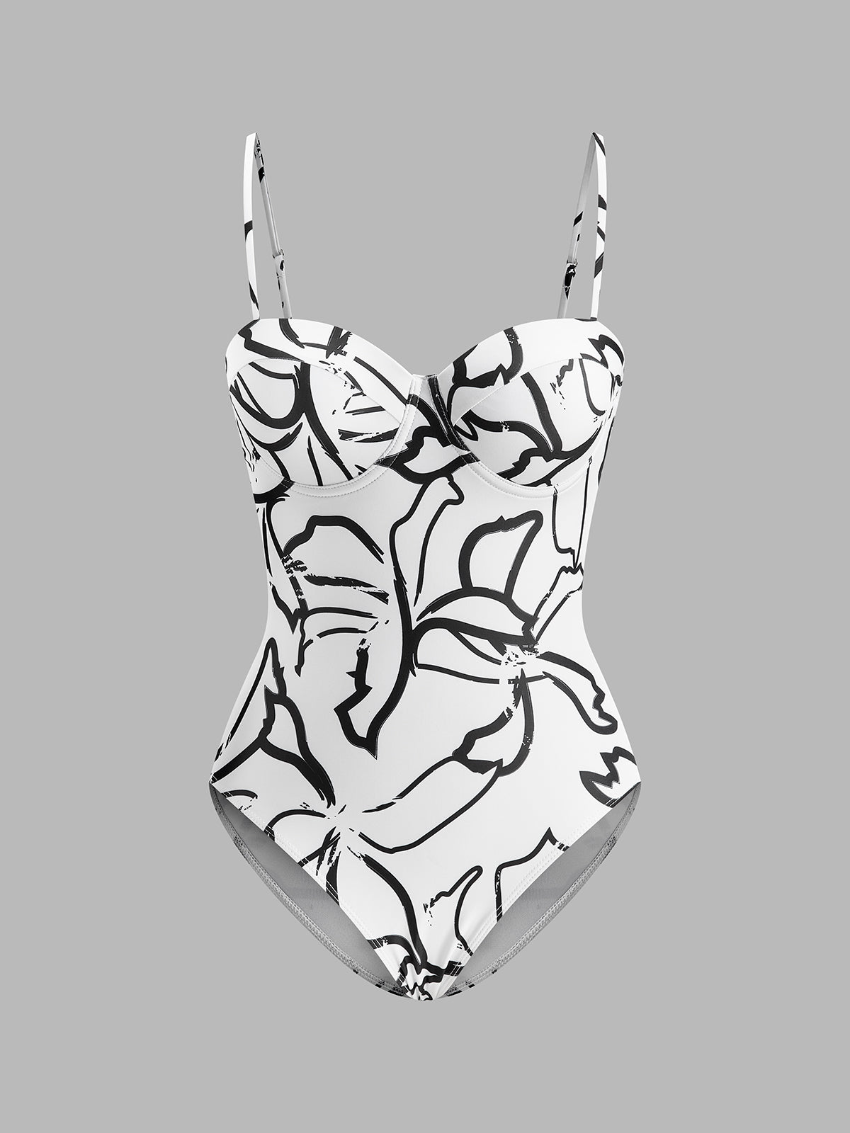 Abstract Print Spaghetti Strap One-Piece