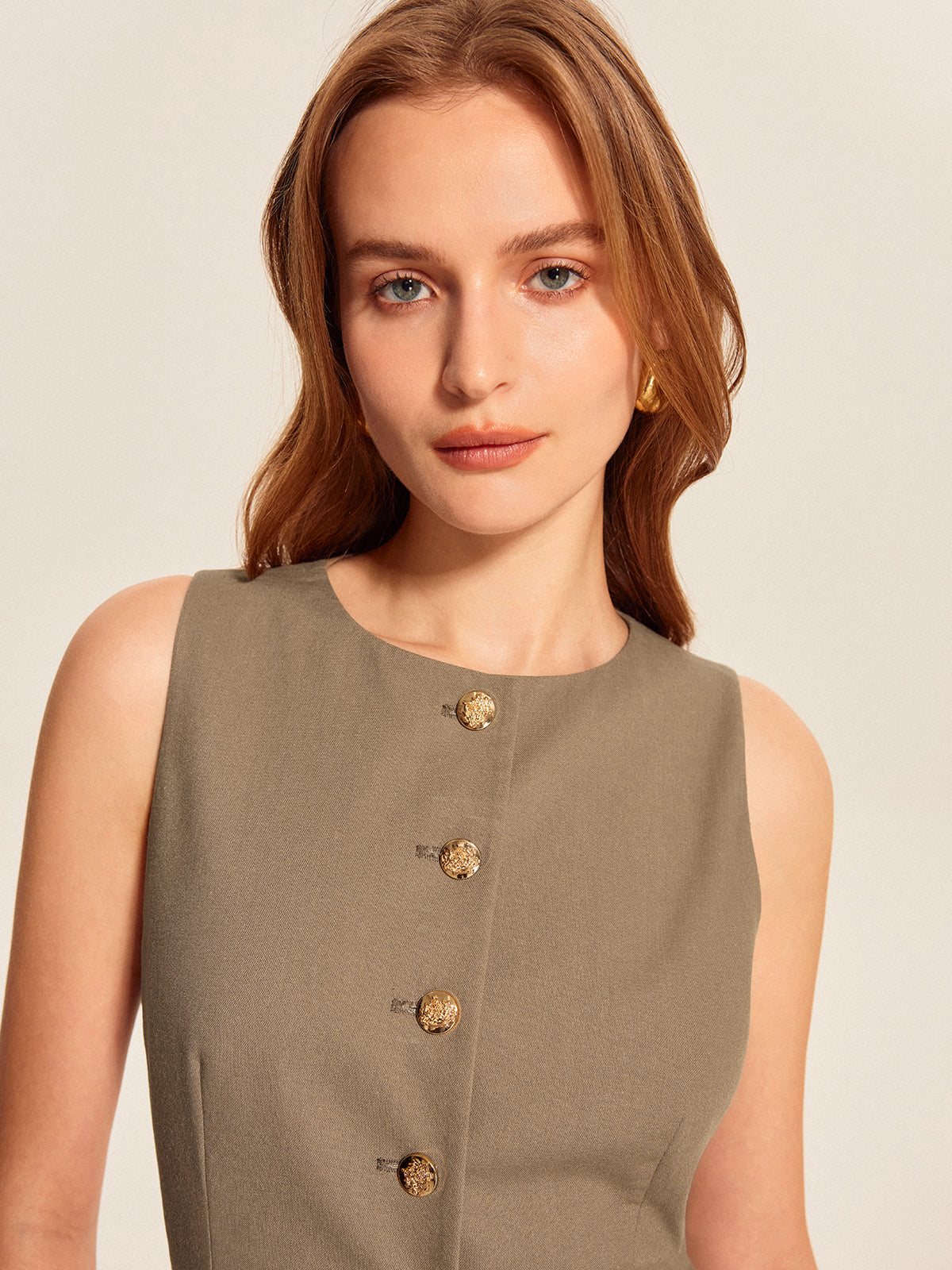 Asymmetric Button Pocket Detail Vest