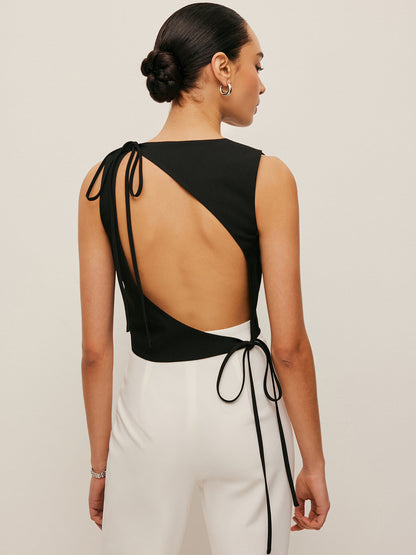 Asymmetrical Open-Back Tie Top