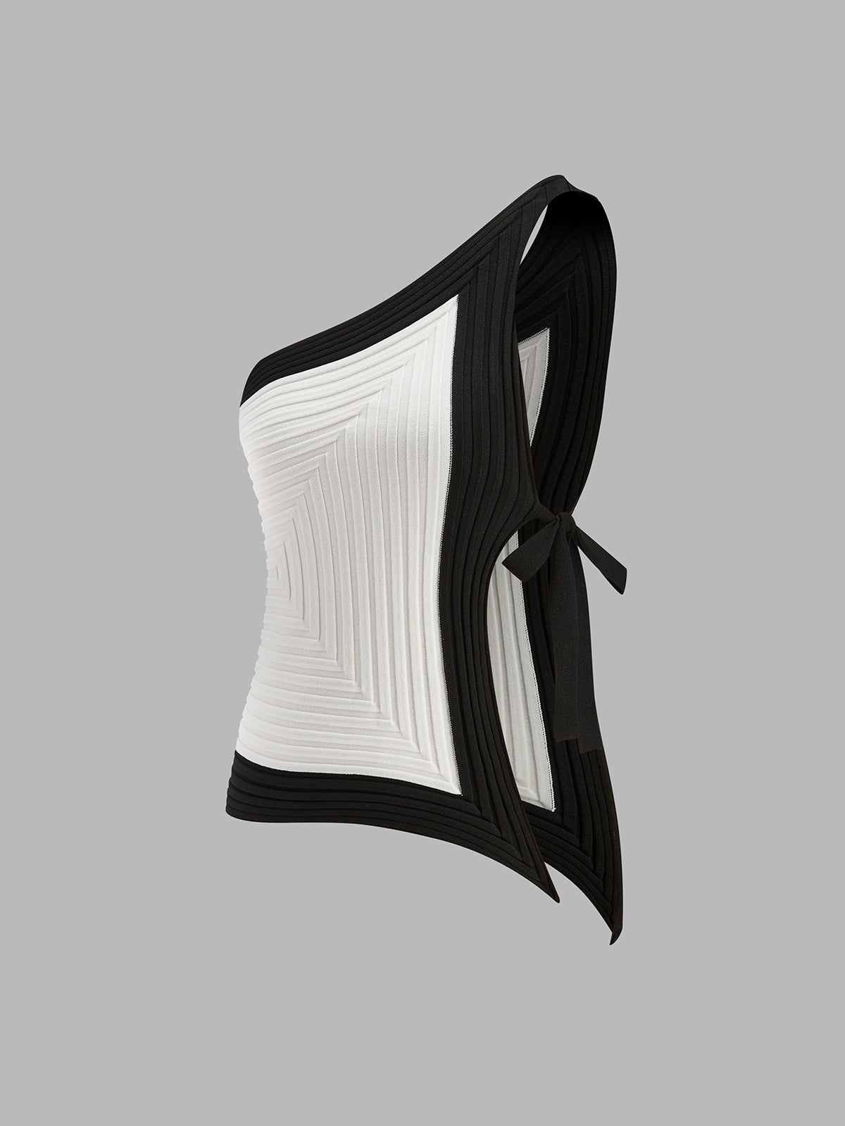 Asymmetrical Ribbed Side Tie Top