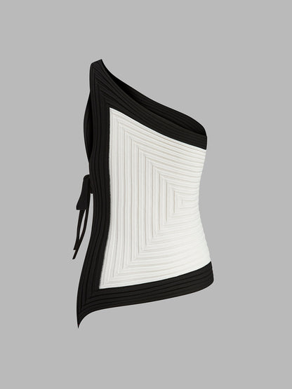 Asymmetrical Ribbed Side Tie Top