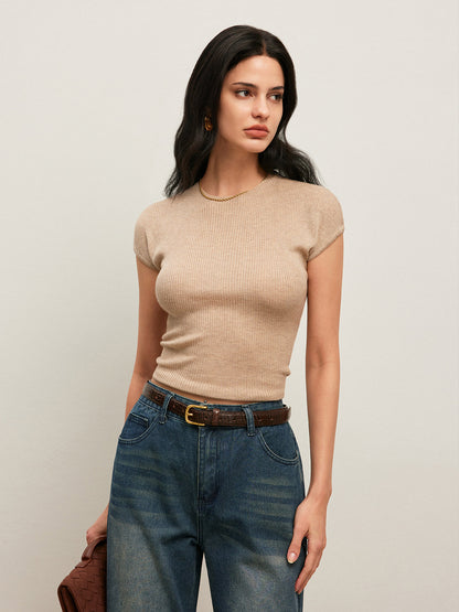 Back Tie Detail Ribbed T-Shirt