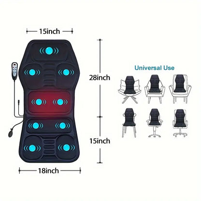 Fullständig ryggmassager med värme – Shiatsu-stolplatta, djupknådande, justerbar intensitet