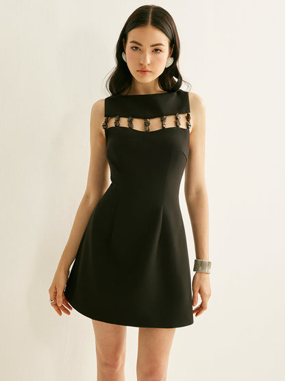 Beaded Cut-out Sleeveless Dress