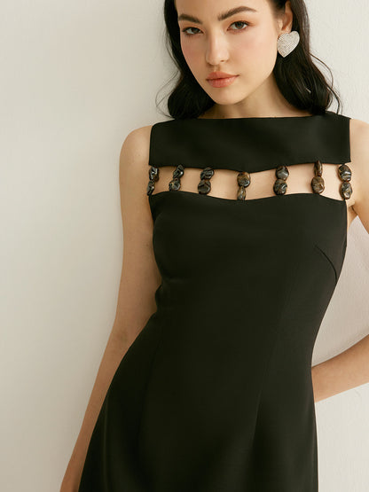 Beaded Cut-out Sleeveless Dress