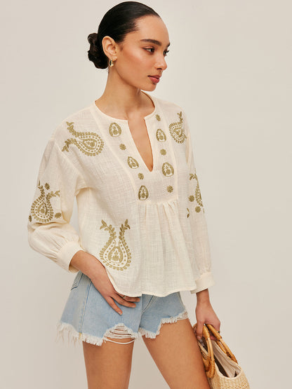 Boho Embroidered Blouse