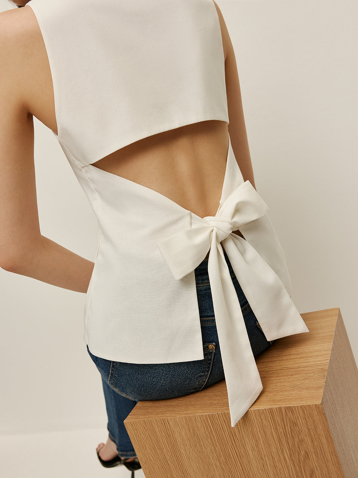 Bow Back Detail Sleeveless Top
