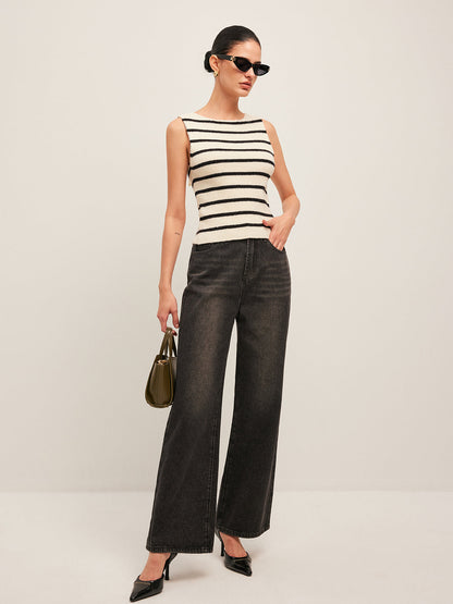 Bow Back Detail Striped Sweater Vest