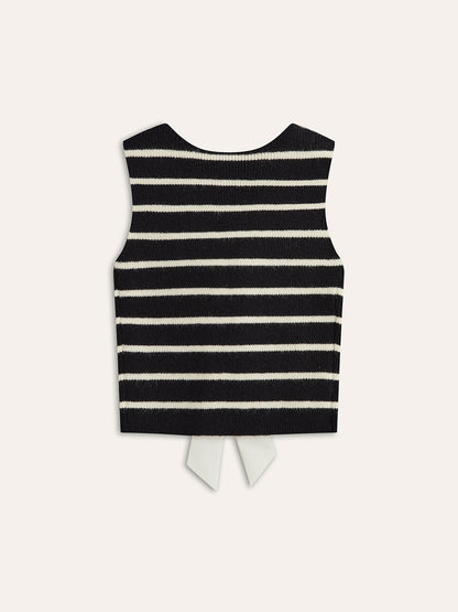 Bow Back Detail Striped Sweater Vest