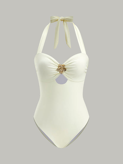 Bow Tie Halter One-Piece Swimsuit