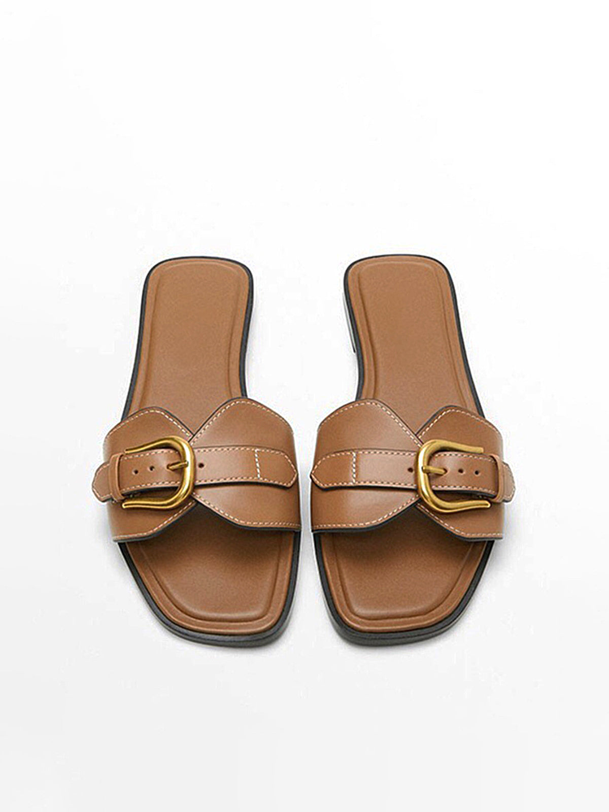 Buckled Strap Slide Sandals