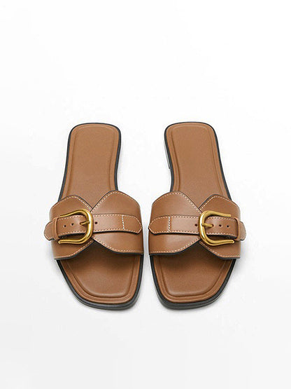 Buckled Strap Slide Sandals
