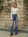 Button Detail High-Waisted Flared Denim Pants