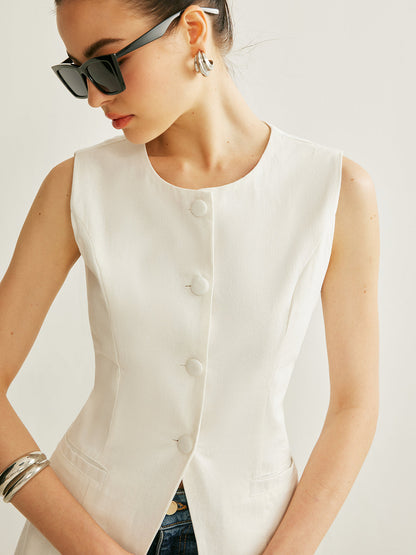 Button Detail Sleeveless Vest