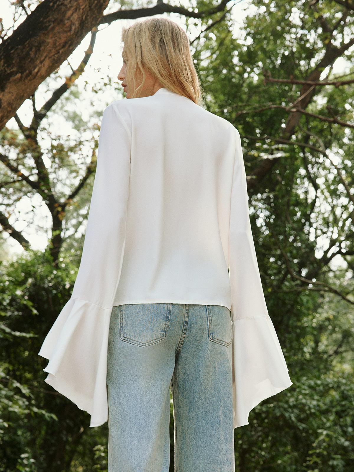 Button Ruffle Thin Blouse